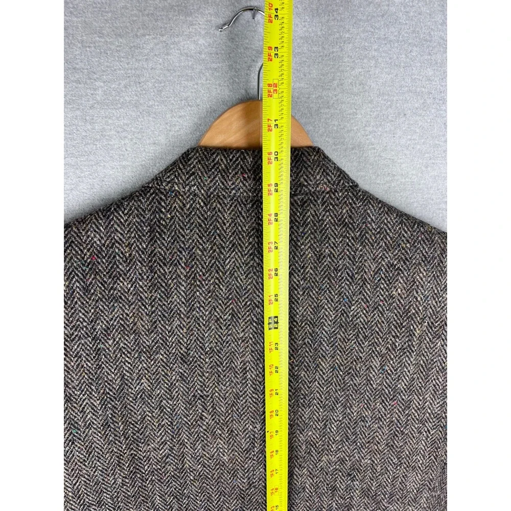 Harris‎ Tweed The Art Co Brown Herringbone Wool Blazer Sport Coat 42 Mens USA